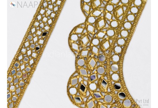 Antique Gold Sequins Neckline with Sleeves Decorative Patch Crafting Zardosi Neck Patches Decorated Handcrafted Beads Embroidery Applique for Kurtis