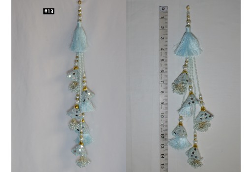 2 Pieces Decorative Tassels Indian Handmade Viscose Thread Beaded Bridal Latkans Wedding Christmas DIY Crafting Charms Embellishment Tieback