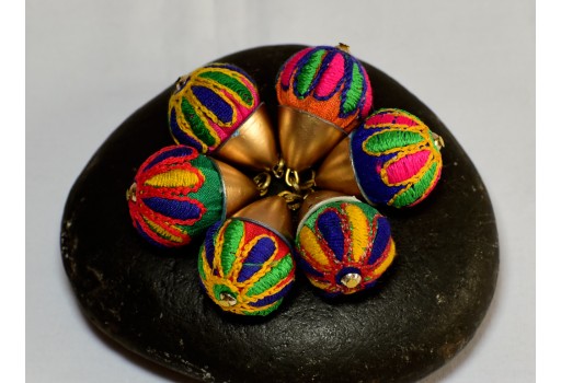 3 Pair Decorative Indian Tassels  Multicolor Handmade Tribal Pom Pom Christmas DIY Keyrings Crafting Jewelry Charms Gypsy Embellishments