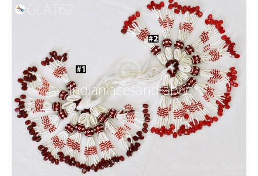 6 Pieces Beaded Tassel Christmas DIY Crafting Jewelry Charms Embellishment Bridal Tiebacks Decorative Indian Handmade Viscose Thread Latkans
