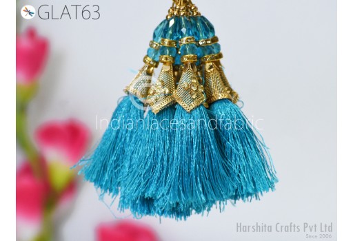4 Pc Beaded Indian Decorative Latkans Handmade Gold Home Decor DIY Crafting Jewelry Charms Embellishment Bridal Curtains Tiebacks Tassels