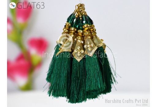 4 Pc Beaded Indian Decorative Latkans Handmade Gold Home Decor DIY Crafting Jewelry Charms Embellishment Bridal Curtains Tiebacks Tassels