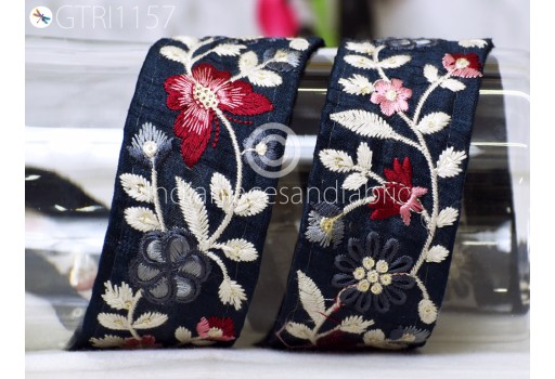 9 Yard Indian Embroidered Fabric Trim Embellishment Saree Ribbon Sewing Crafting Embroidery Border Wedding Dress Trimmings Cushion Covers