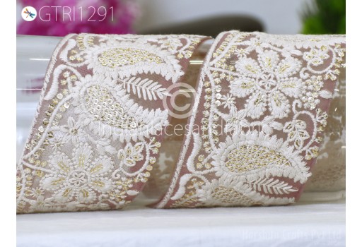 9 Yard Indian Embroidered Fabric Trim Embellishment Cushions DIY Crafting Sewing Ribbon Sari Border Wedding Saree Tape Embroidery Dress