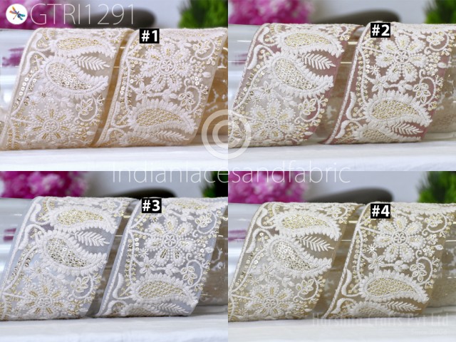 9 Yard Indian Embroidered Fabric Trim Embellishment Cushions DIY Crafting Sewing Ribbon Sari Border Wedding Saree Tape Embroidery Dress