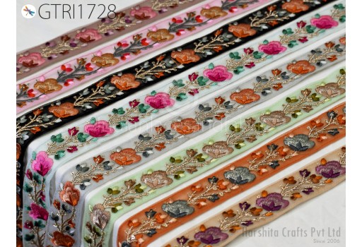 9 Yard Embroidery Fabric Trim Embellishment Embroidered Sari Ribbon Sewing DIY Crafting Border Indian Trimming Cushions Lace Home Decor