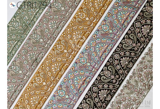 9 Yard Indian Decorative Embroidery Fabric Trim Saree Embellishments DIY Crafting Sewing Curtains Sari Border Embroidered Ribbons