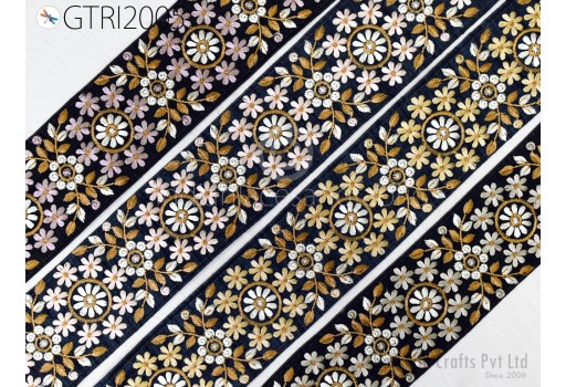 3 Yard Indian Embroidered Trim Embellishment Sari Border Embroidery Saree Ribbon Cushions Home Décor Sewing Clothing Costumes Trimmings