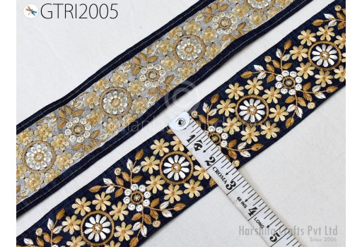 3 Yard Indian Embroidered Trim Embellishment Sari Border Embroidery Saree Ribbon Cushions Home Décor Sewing Clothing Costumes Trimmings
