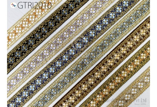9 Yard Embroidered Fabric Sewing Trim Embellishment Sari Gift Wrapping Ribbons DIY Crafting Border Indian Embroidery Cushion Lace Home Decor 