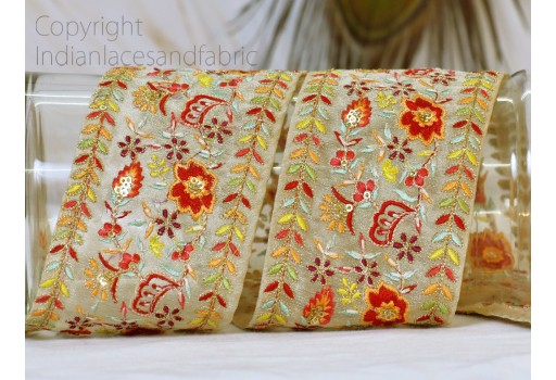 9 Yard Yellow Indian Embroidered Ribbon Decorative wedding wear dresses Embroidery Trim embellishments DIY Crafting Sewing Saree Indian Sari Border Home Decor Tape garment costume lace
