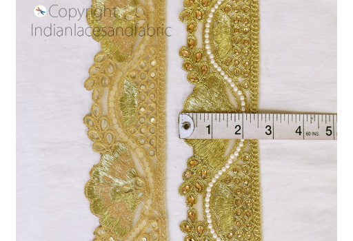 9 Yard decorative wedding laces saree border embellishment table runner trimmings sewing crafting Indian gold Stone trims accessories garments wedding wear dresses tape