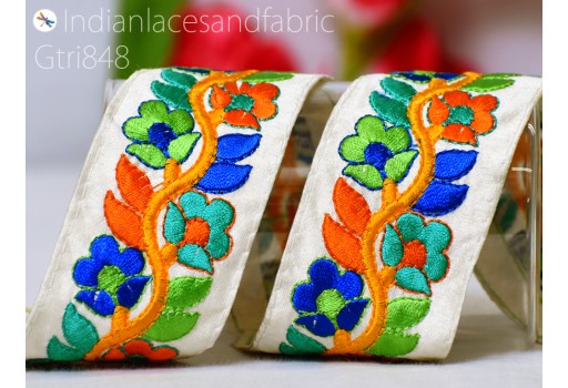 3 Yard Embroidered Embellishment Saree Ribbon Sewing Embroidery Fabric Trim Cushions DIY Crafting Sari Border Indian Wedding Dress Trimming