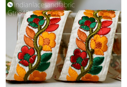 3 Yard Embroidered Embellishment Saree Ribbon Sewing Embroidery Fabric Trim Cushions DIY Crafting Sari Border Indian Wedding Dress Trimming