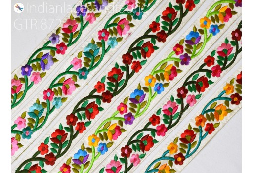 9 Yard Embroidered Fabric Trim Gift Wrapping Ribbon Embellishment Bridal Belt Making Sewing DIY Crafting Indian Sari Border Embroidery Cushions Lace Home Decoration tape