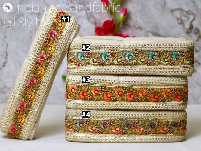 9 Yard Indian Embroidery Trim Pillow Cover Embroidered Sari Border Embellishments Saree Ribbon Cushions Home Décor Sewing Crafting Curtain Trimmings 