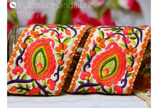 9 Yard Embroidered Fabric Christmas home decor Trim Indian DIY Crafting Sari Border Saree Laces Sewing Decorative Ribbons Trimmings Cushions Beach Bags Hats making tape 