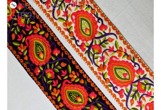 9 Yard Embroidered Fabric Christmas home decor Trim Indian DIY Crafting Sari Border Saree Laces Sewing Decorative Ribbons Trimmings Cushions Beach Bags Hats making tape 