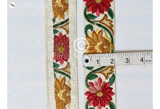 9 Yard Embroidered Fabric Trim Embroidery Embellishment Bridal Belt Trimming Sewing Costumes Cushion DIY Crafting Ribbon Sewing Border Indian Wedding Dresses Lace