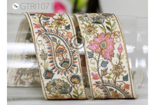 9 Yard Indian Embroidered Garment Costume Lace Embellishment Fabric Trim Saree Ribbon Sewing Crafting Embroidery Border Wedding Dress Trimmings Cushion Covers Tape
