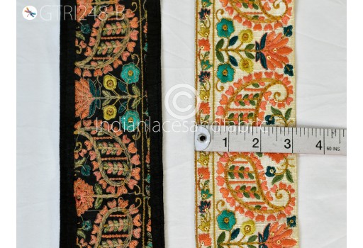9 Yard Peach Indian Trims Embroidered Ribbon Decorative Embroidery Embellishment DIY Crafting Sewing Indian Sari Border Home Decor hats making trimming table runners floral tape 