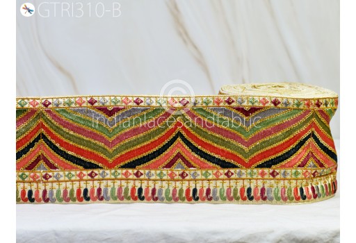 9 Yard Indian Embroidered Sari Border wedding wear gown Trim Embroidery Embellishments Saree Ribbons table runner Cushions cover lace Home Décor Sewing DIY Crafting Trimmings