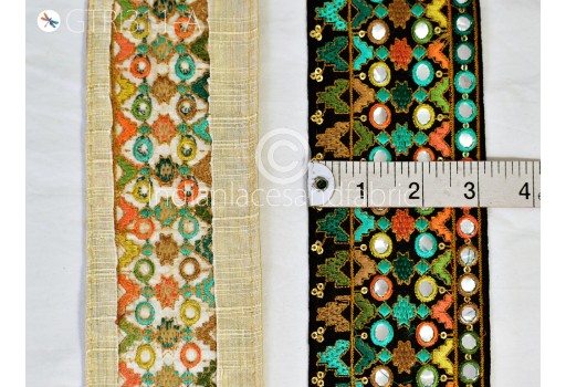 Indian Embroidered Trim by 3 yard Drapery Hats Bag Saree Trimming Decorative embellishment dresses Ribbon Crafting Sewing Sari Borders festive wear gown tape Embellishments Home Décor lace