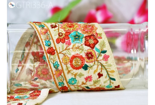 9 Yard floral Indian embellishment embroidered trim cushion embroidery ribbon sewing accessories crafting border wedding trimmings decorative table runner lace gown tape