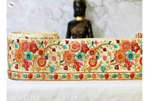 9 Yard floral Indian embellishment embroidered trim cushion embroidery ribbon sewing accessories crafting border wedding trimmings decorative table runner lace gown tape