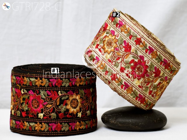 9 Yard Decorative Handmade Embellishments DIY Crafting Pillow Cover Sewing Embroidered Saree Ribbon Indian Sari Border Home Décor Bags Embroidery Fabric Trim