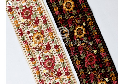 9 Yard Indian Sari Border Embroidery Fabric Festival Dresses Trim Embroidered Ribbon Decorative Saree Embellishments Garments Clothing DIY Crafting Sewing Home Decor Bags Trimming