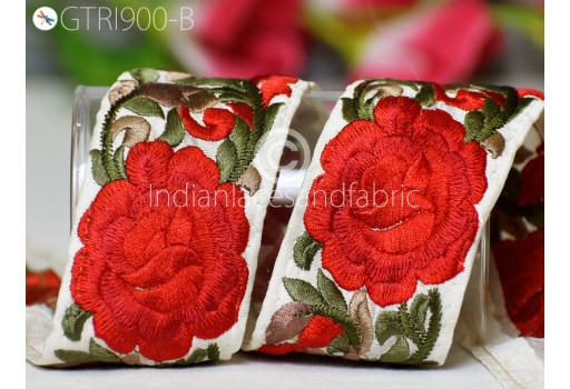 9 Yard Decorative Red Indian Sari Border Handcrafting Trim Sewing Fabric Embroidered Dresses Making Decorative Garment Costume Cushion Cover Curtain Home Decor Trimming