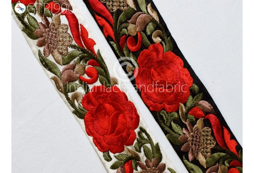9 Yard Decorative Red Indian Sari Border Handcrafting Trim Sewing Fabric Embroidered Dresses Making Decorative Garment Costume Cushion Cover Curtain Home Decor Trimming