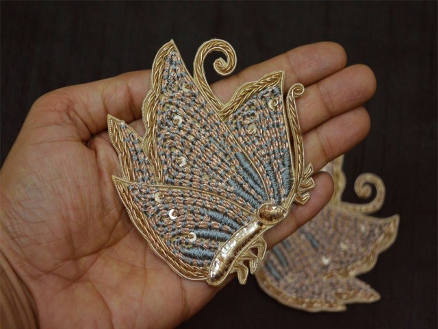 2 Pc Sewing Indian Dresses Patches Golden Christmas Appliques Decorative Appliques Handmade Patches Crafting Supply Decor 
