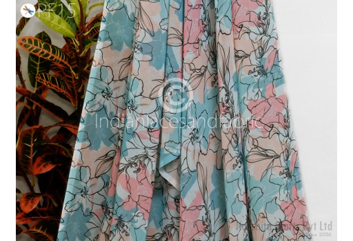 Indian Printed Georgette Fabric By Yard Soft Flowy Floral Summer Dress Shirt Comfortable Clothing Party Costumes Drapery Sewing Kids Crafting Saree Material