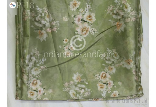 Indian Satin Organza fabric By Yard Indian Floral Print Soft Flowy Summer Dress Shirt Co-ord Set Clothing Party Costumes Drapery Sewing Crafting Saree Material