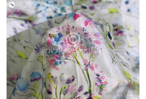 Indian Satin Organza Fabric By Yard Indian Floral Print Soft Flowy Summer Dress Shirt Co-ord Set Clothing Party Costumes Drapery Sewing Crafting Saree Material