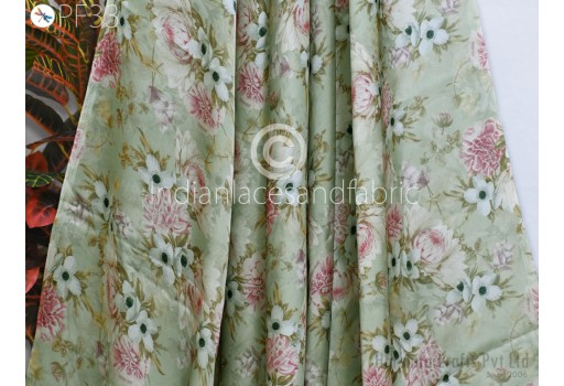Satin Georgette Fabric By Yard Flowy Floral Soft Printed Summer Dresses Shirt Comfortable Clothing Party Costumes Drapery Sewing Saree Material Kids Crafts