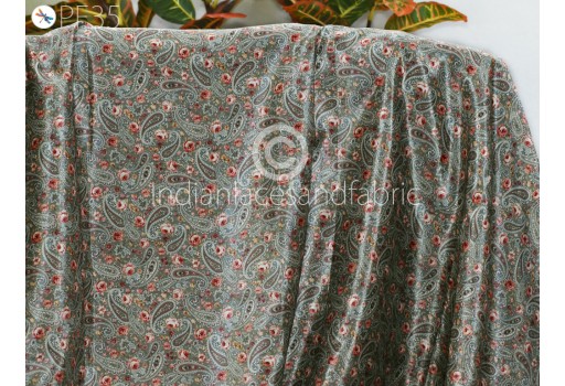 Crepe Paisley Print fabric by Yard Soft Flowy fabric Summer Dresses Shirt Co-ord Set Clothing Party Costumes Drapery Sewing Kids Crafting Saree Material Kids Crafts