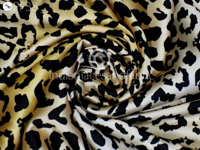 Satin Printed fabric By Yard Animal Print Soft Flowy fabric Summer Dresses Shirt Co-ord Set Clothing Party Costumes Drapery Sewing Kids Crafting Saree Material
