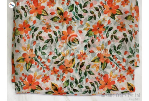 Indian Printed Chiffon Fabric By The Yard For Soft Flowy Floral Summer Dress Shirt Comfortable Clothing Party Costumes Drapery Sewing Crafting Saree Material