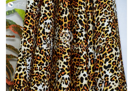 Indian Satin Printed fabric By The Yard Animal Print Soft Flowy fabric Summer Dresses Shirt Co-ord Set Clothing Party Costumes Drapery Sewing Saree Material