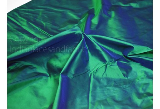 80 gsm Iridescent Green Blue Indian Pure Silk Fabric by the yard Soft Silk Curtains Scarves Costume Apparel Wedding Evening Dresses Dolls Wall Decor Home Furnishing