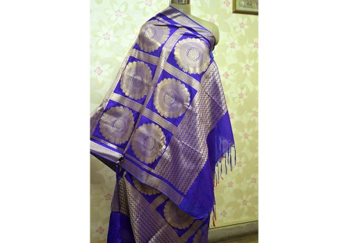 Blue Scarves Wraps Gifts for Her Indian Banarasi Brocade Dupatta Silk Scarf Women Stole wadding party wear Bridal brocade wholesale Christmas Gifts Evening Scarves Family function