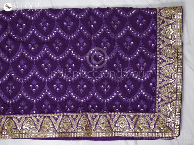 Purple Embroidered Dupatta Georgette 2.5 Yard Dupatta Chuni Bridal Veil Lehenga Embroidery Festival Punjabi Dress Chunni Wedding Gifts