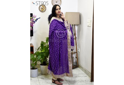 Purple Embroidered Dupatta Georgette 2.5 Yard Dupatta Chuni Bridal Veil Lehenga Embroidery Festival Punjabi Dress Chunni Wedding Gifts