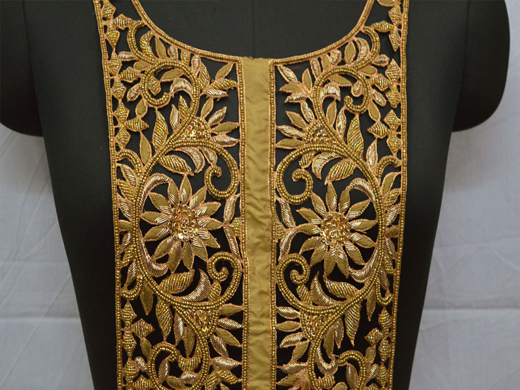 Decorated Zardosi Gold Neck Patches Crafting Hand Crafted Indian ...