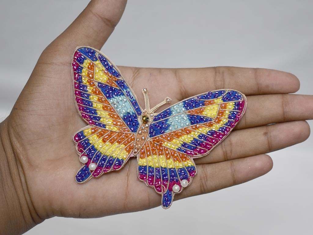 Pearls, Beadings and Sequins Large Butterfly Applique