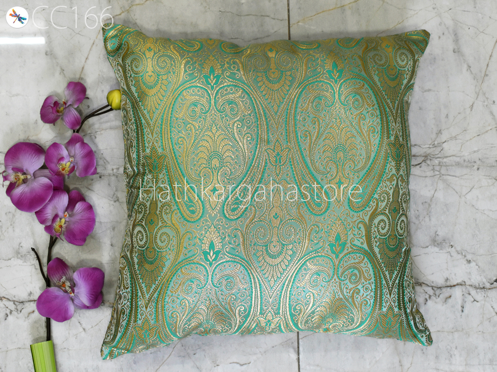 Handmade Mint Green Brocade Silk Pillow Cover Lumbar Pillowcases Sham Decorative Cushion Home Decor House Warming Bridal Shower Wedding Gift Material
