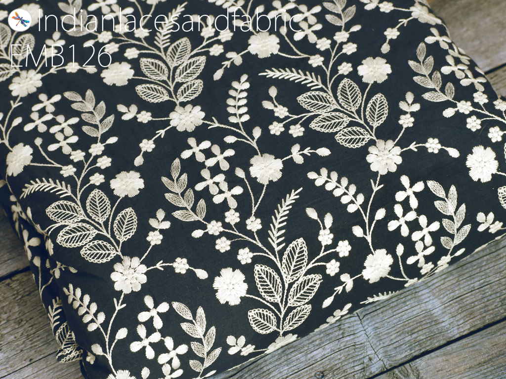 100% Cotton Black Canvas Fabric Embroidery Print from  Customer